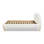 Goldoma Roman Curved Headboard Upholstered Platform Bed in queen size with ivory white boucle fabric