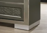 Goldoma contemporary 2-drawer wood nightstand with gold caps in bedroom setting
