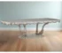 44-inch solid wood dining table with off-white sintered stone top and pedestal base
