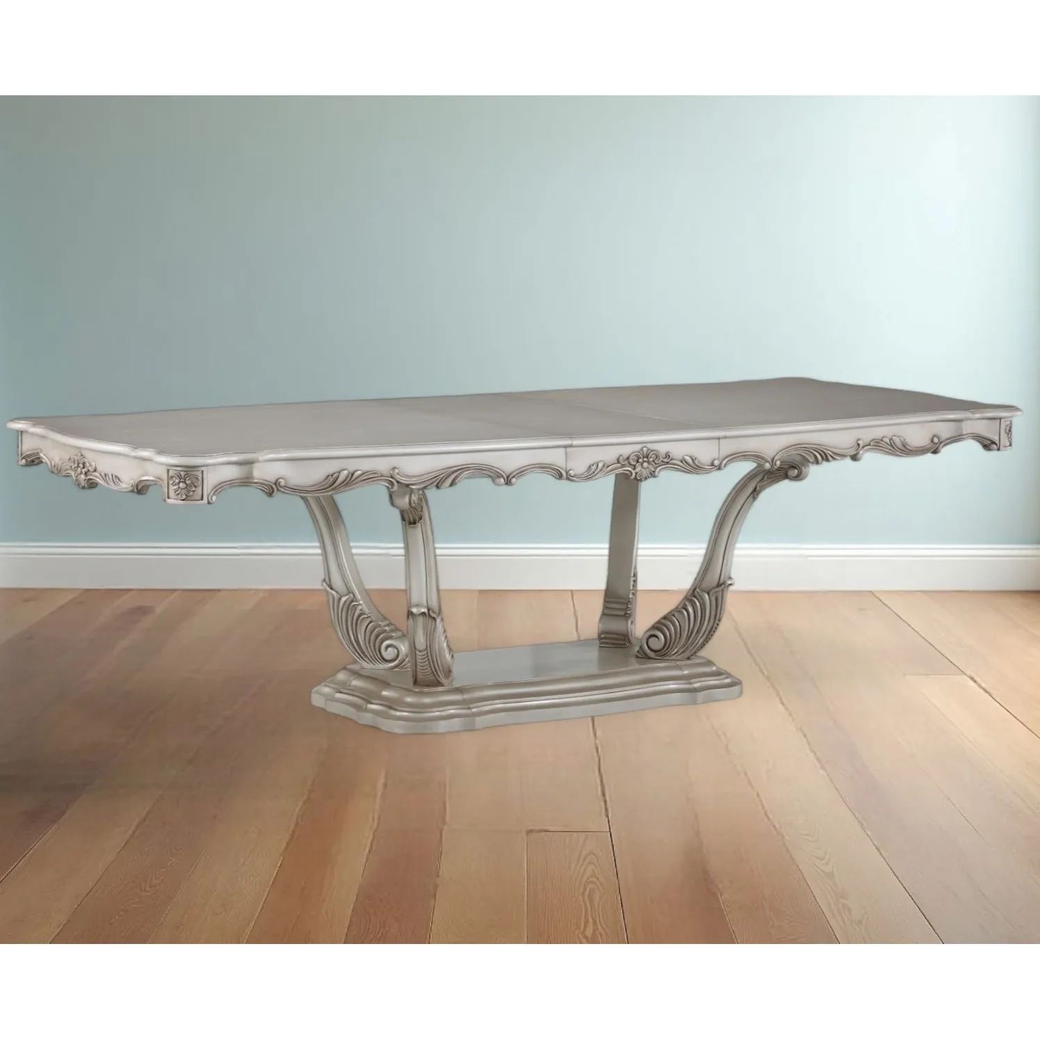 Hda5ff976b9954e2396ce736d62c97b17Q.webp 44-inch off-white solid wood pedestal dining table with sintered stone marble top