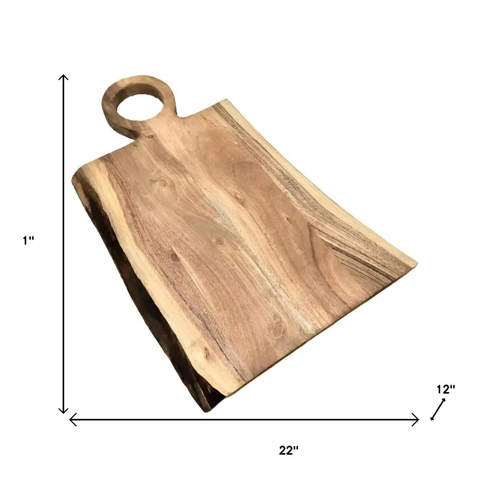 22" HMS Brown Live Edge Solid Wood Cutting Board