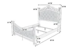 Goldoma queen size bed frame with tufted faux leather headboard in dark cherry finish - elegant traditional bedroom furniture