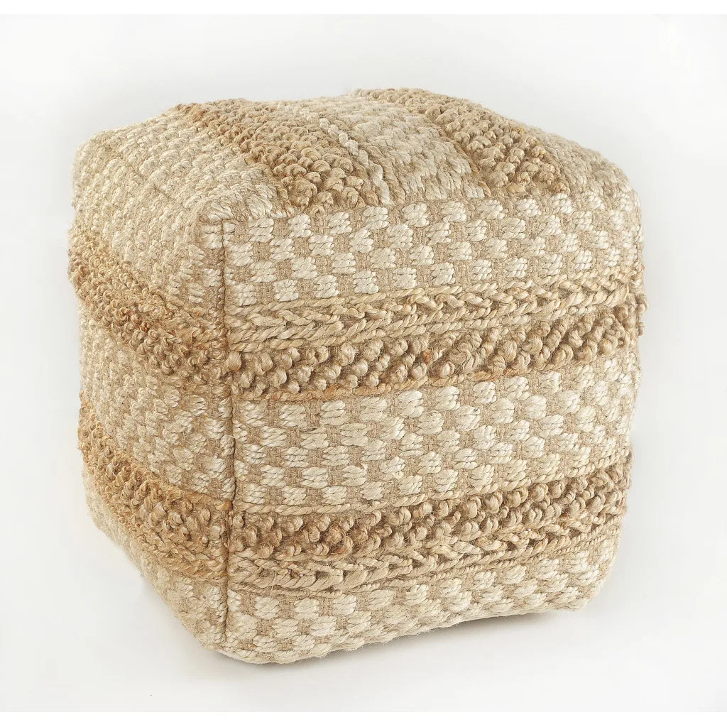 Goldoma 18" Tan Striped Woven Rattan Pouf Ottoman - Square Foot Stool for Living Room, Bedroom, and Goldoma 18" Tan Striped Woven Rattan Pouf Ottoman - Square Foot Stool for Living Room, Bedroom, and Entryway