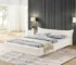 Goldoma Modern Queen Size Adjustable Convertible Upholstered Bed Frame with Curved Headboard and Crystal Accents