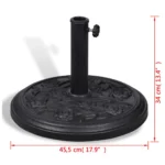 W2B VidaXL Modern Design Metal Parasol Base Black Resin Medium Heavy Weight Support for Patio Gym Hotel Park Stainless Steel