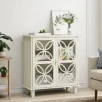 Modern Luxury Solid Wood Sideboard Buffet Storage Cabinet Tempered Glass Doors Freestanding Home Furniture Eco-Friendly Design