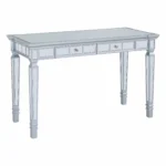 HMS 47" Silver Mirrored Solid Wood Writing Desk with Two Drawers for Office Building Bedroom Study General Use Computer