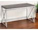 HMS 24" Taupe and Silver Computer Desk Convertible Extendable Foldable Portable with Leather Top Wood Material