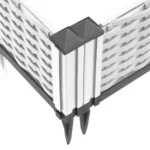 White polypropylene planter set placed on a balcony railing, with city skyline in the distance.