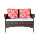 Outdoor Rattan Sofa Set with Cushion Brown – side view