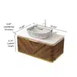 [US Stock] 36" Floating Plywood Bathroom Vanity Storage Cabinet + Sensor Light Sintered Stone Fast Shipping From US 1 Piece