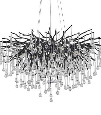 Dropshipping Black Chrome Gold Crystal Chandelier for Living Room Dining Room Bedroom Round Branch Raindrop Chandelier