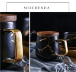 Coffee Mugs Marble Gold Inlay Mug Breakfast Mug Office Home Drinkware Milk Cup Dropshipping – in a cozy room setting