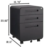Anti-Tilting Waterproof Moisture-Proof Round Edge 3 Drawer Mobile File Cabinet Under Desk Office – side view