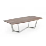 107" Rectangular Dining Table Walnut Silver Iron Manufactured Wood – side view