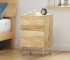 Modern wavy front nightstand with wood grain in bedroom setting