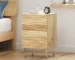 Modern wavy front nightstand with wood grain in bedroom setting