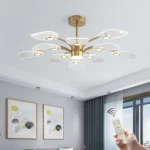 Modern 56W Dimmable LED Sputnik Chandelier, 10-Light Gold Branch Pendant Light for Dining Room, Living Room, Bedroom