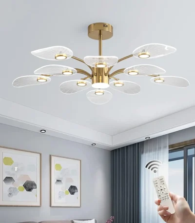 Modern 56W Dimmable LED Sputnik Chandelier, 10-Light Gold Branch Pendant Light for Dining Room, Living Room, Bedroom