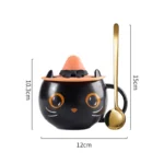 300ml Creative Cute Black Cat Cup Ceramic Coffee Mug with Handle Halloween Magic Hat Tea Milk Cup Family Couples Friend Kid