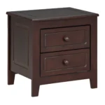 Mid century nightstand dark walnut with two drawers and classic design