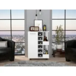HMS White Rolling Bar Cart with Wine Storage Elegant Bar Sets - Image 5