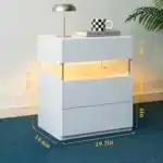 Goldoma LED Nightstand with 3 Drawers and Acrylic Top – side view