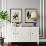 Accent 4-Door Wooden Sideboard Buffet Server Storage Cabinet for Home Bar Living Room Entryway or Hallway-Durable MDF Style - Image 3