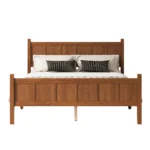 Queen size adjustable velvet upholstered bed with headboard and footboard in wood grain finish - Goldoma modern bedroom furniture