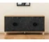 Carved floral sideboard with four doors in distressed natural and black finish