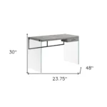 HMS 24" Gray and Clear Wooden Computer Desk Modern Design Extendable and Folding for Bedroom Home Office Living Room – base