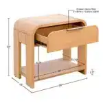 Modern One Drawer Nightstand Wood Bedside Table with Storage Shelf – side view