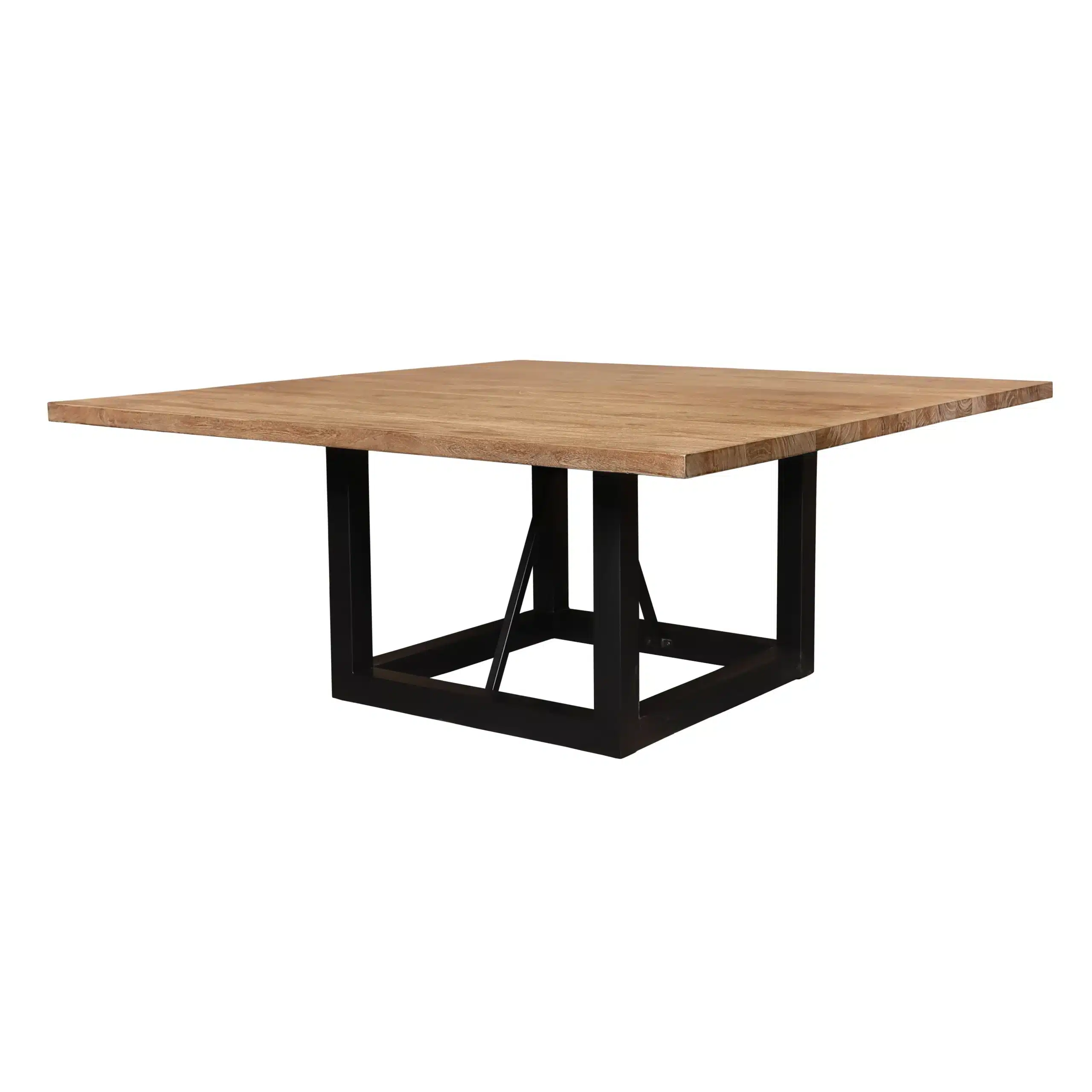 60" Solid Wood and Iron Square Dining Table