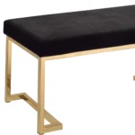 Goldoma 40-Inch Faux Fur Upholstered Bench – Black & Champagne – top view