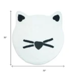 HMS 32" Youthful Cat Shaped Bath Rug White and Black Cotton Kitty Bath Mat – base detail