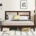 Goldoma King Size Cloud Bed Frame with Oversized Padded Movable Headboard, Chenille Upholstered Bed with Round Corners