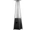Black steel and stainless steel patio heater propane triangular pyramid standing in garden
