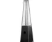 Black steel and stainless steel patio heater propane triangular pyramid standing in garden