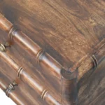 Solid wood bamboo nightstand with two drawers in roasted almond brown finish - classic storage piece for bedroom or living room