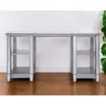 Solid Wood HMS 50 Silver Mirrored Luxury Writing Desk Plate Work Desk for Office CEO Office Bedroom Study Office Building