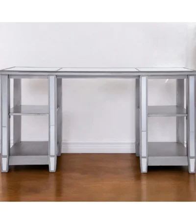 Solid Wood HMS 50 Silver Mirrored Luxury Writing Desk Plate Work Desk for Office CEO Office Bedroom Study Office Building
