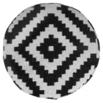 Black and white geometric pouf ottoman with storage, foldable foot stool by Goldoma