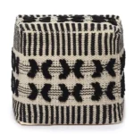 boho pouf ottoman cover handwoven cotton black natural textured floor cushion