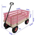 Portable trolley in red, shown from behind while being pulled, emphasizing mobility and ease.