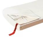 Goldoma Roman Curved Headboard Upholstered Platform Bed in queen size with ivory white boucle fabric