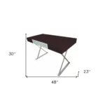 HMS 48" Espresso and Silver Wood and Metal Computer Desk-Elegant Office Solution – top view