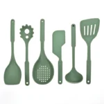 6-piece kitchen utensil set with colorful silicone spatulas and spoons on a countertop