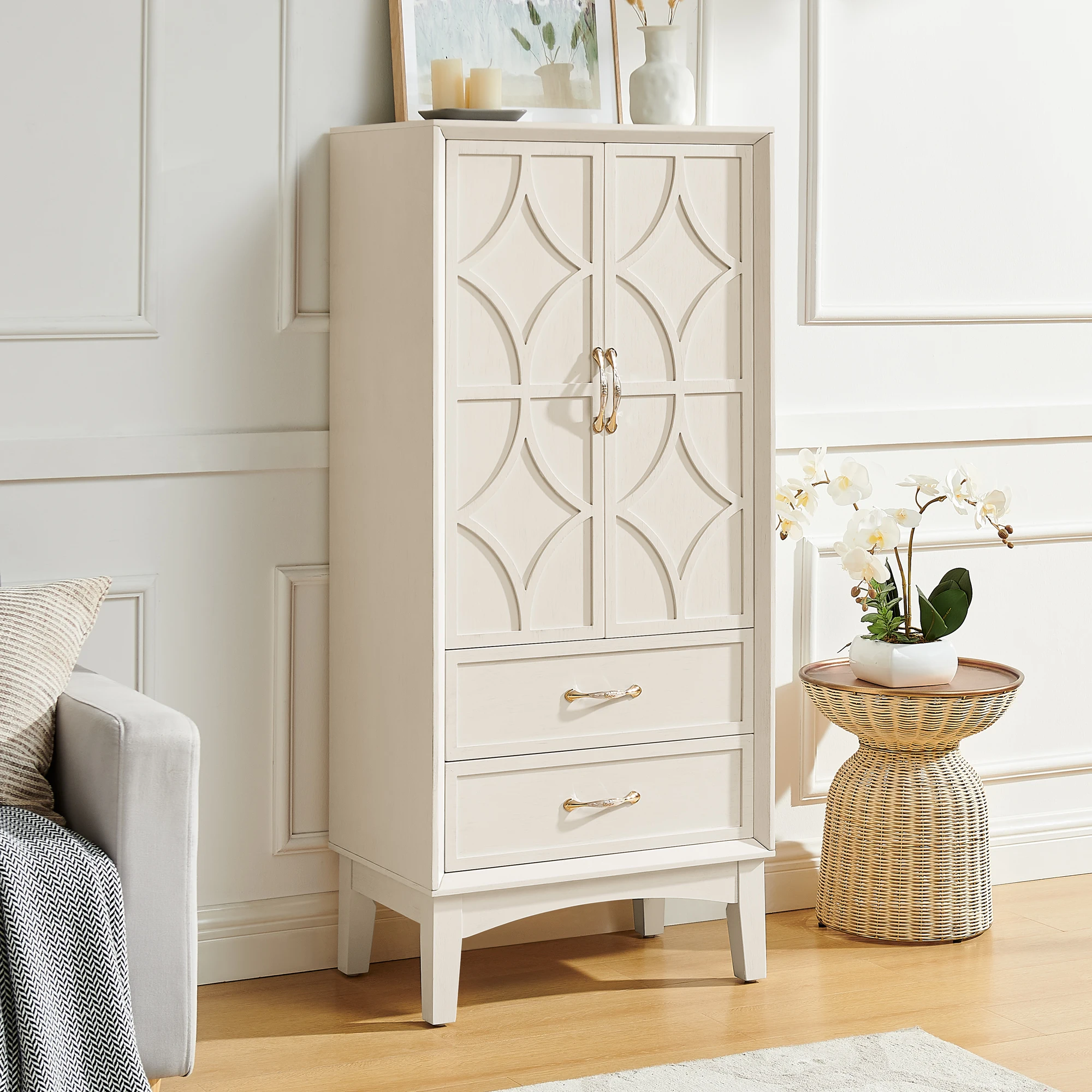 Hdefb855b1f2f49de878e034016d13ad75.webp All Kitchen Pantry Storage Cabinet Mid Century Modern Solid Wood Sideboard Buffet Cabinet Adjustable Convertible Doors Drawers - Image 1