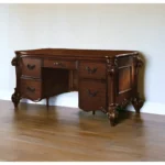 HMS 74 Brown Executive Desk with Five Drawers Solid Wood and Melamine Versatile Office or Bedroom Computer Table – side view