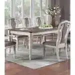 Antique White Oval Dining Table with 2 Leaves – Rubberwood & Oak Veneer – base detail